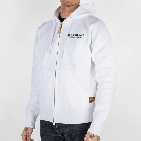 Iron Heart 14oz Ultra Heavyweight Loopwheel Cotton Full Zip White Hoodie L NEW - Picture 8 of 8
